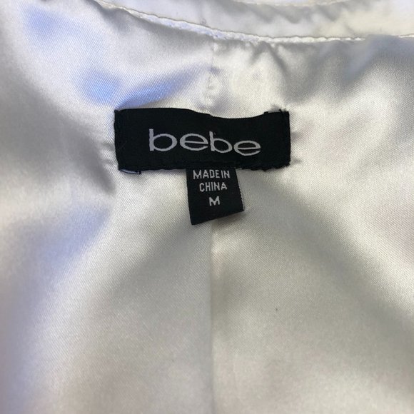 AUTHENTIC BEBE Gorgeous White Satin Lightweight Coat: Size M - Picture 7 of 14